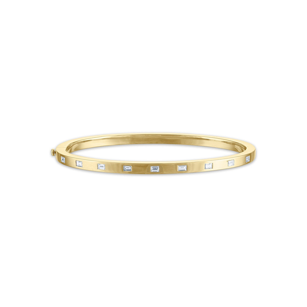 Essentials Bangle Bracelet with Linear Diamond Baguettes