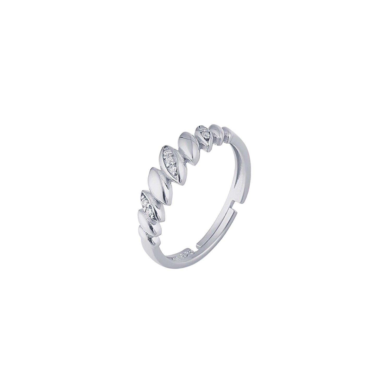 Lined Stones Marquise Sterling Silver Ring - Silver