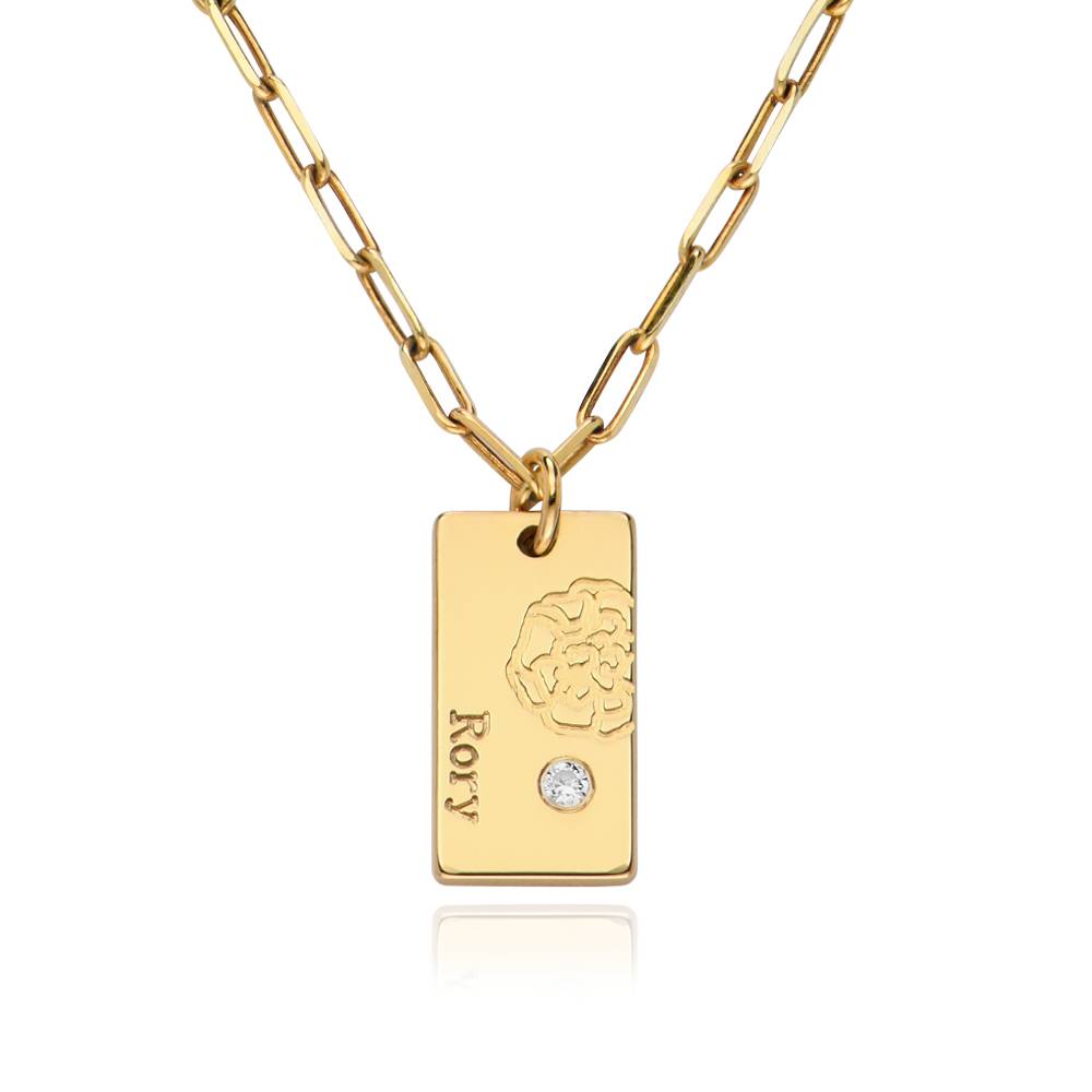Blossom Birth Flower & Diamond Link Necklace in Gold Plating