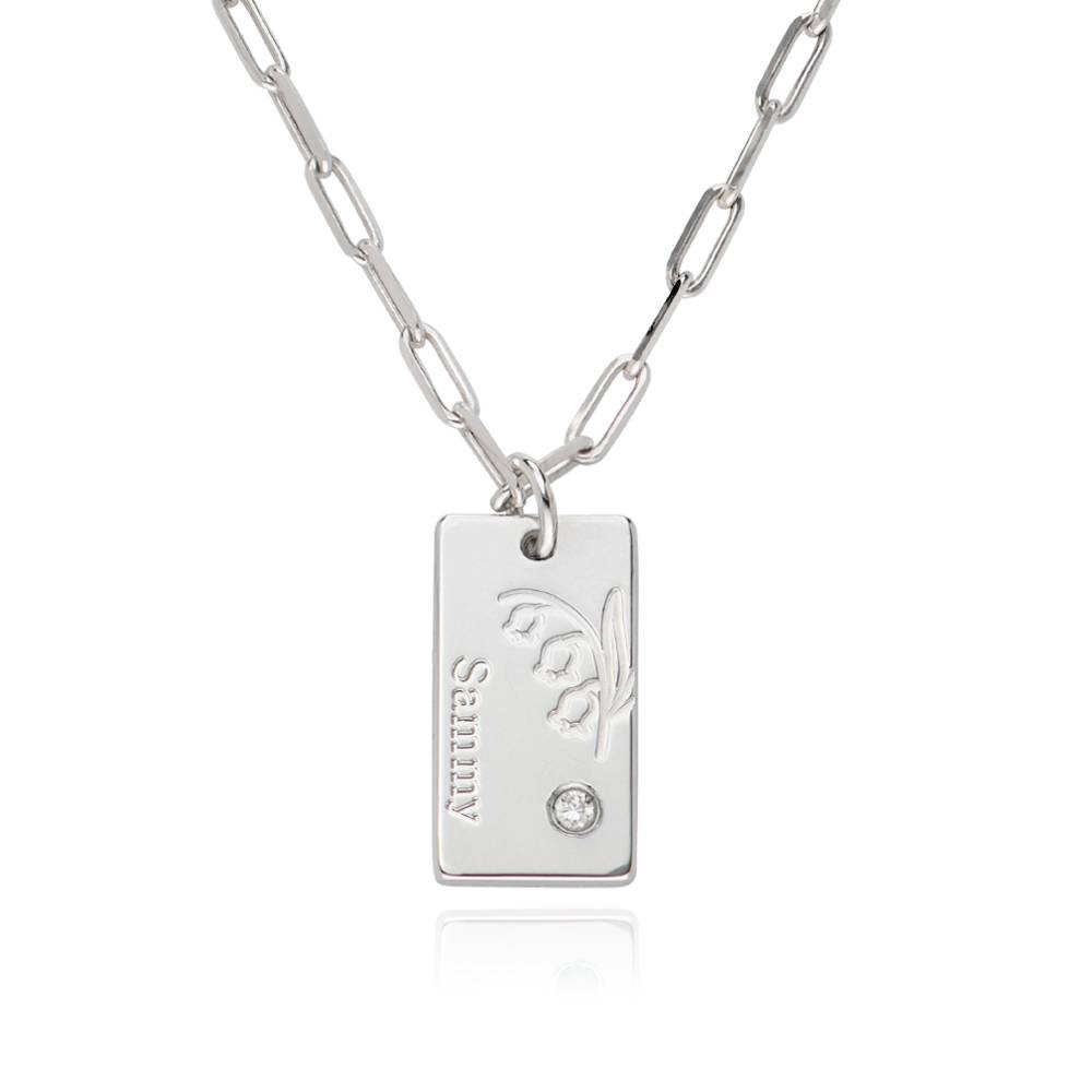 Link Blossom Birth Flower & Diamond Necklace in Sterling Silver
