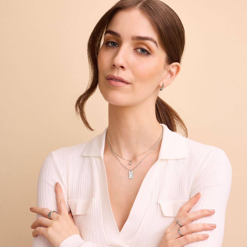 Link Blossom Birth Flower & Diamond Necklace in Sterling Silver