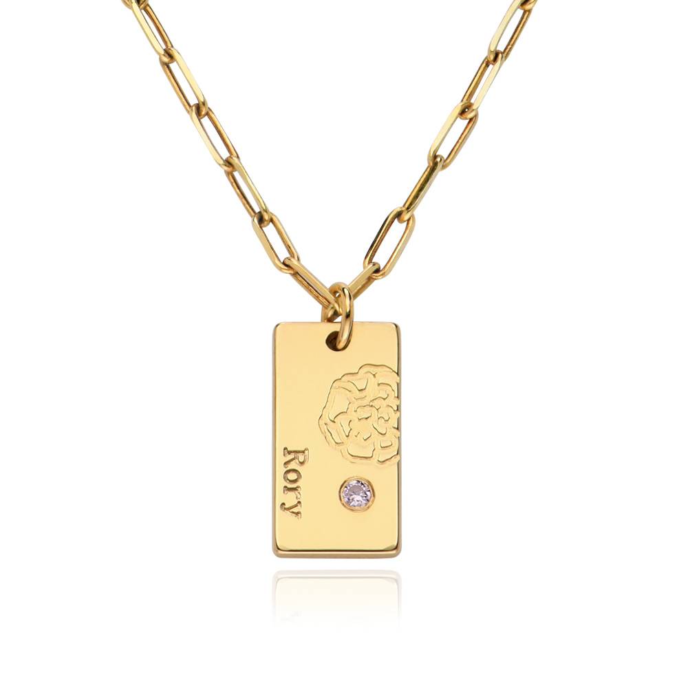 Link Blossom Birth Flower & Stone Necklace in 18K Gold Plating