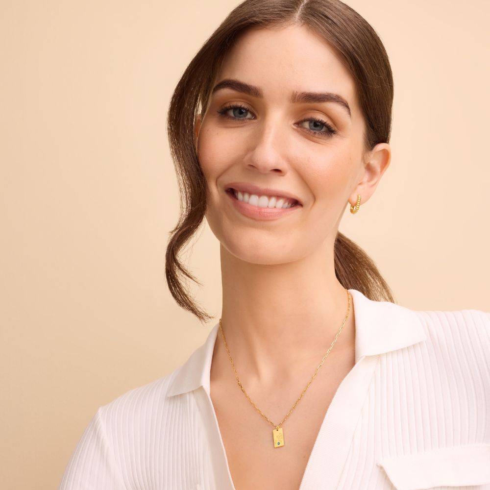 Link Blossom Birth Flower & Stone Necklace in 18K Gold Plating