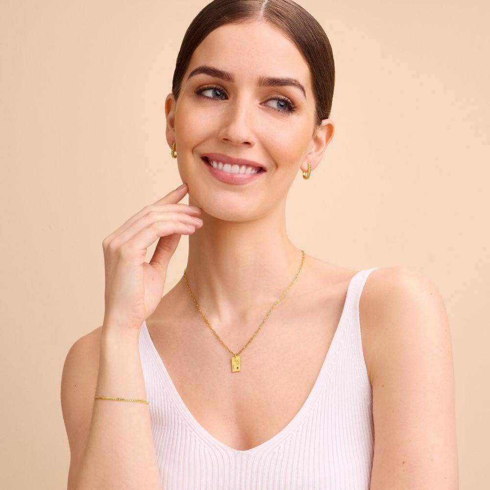 Link Blossom Birth Flower & Stone Necklace in 18K Gold Vermeil