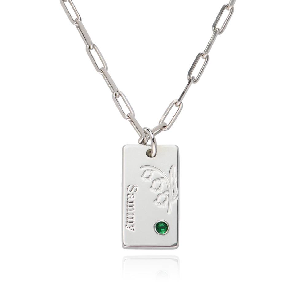 Blossom Birth Flower & Stone Link Necklace in Silver