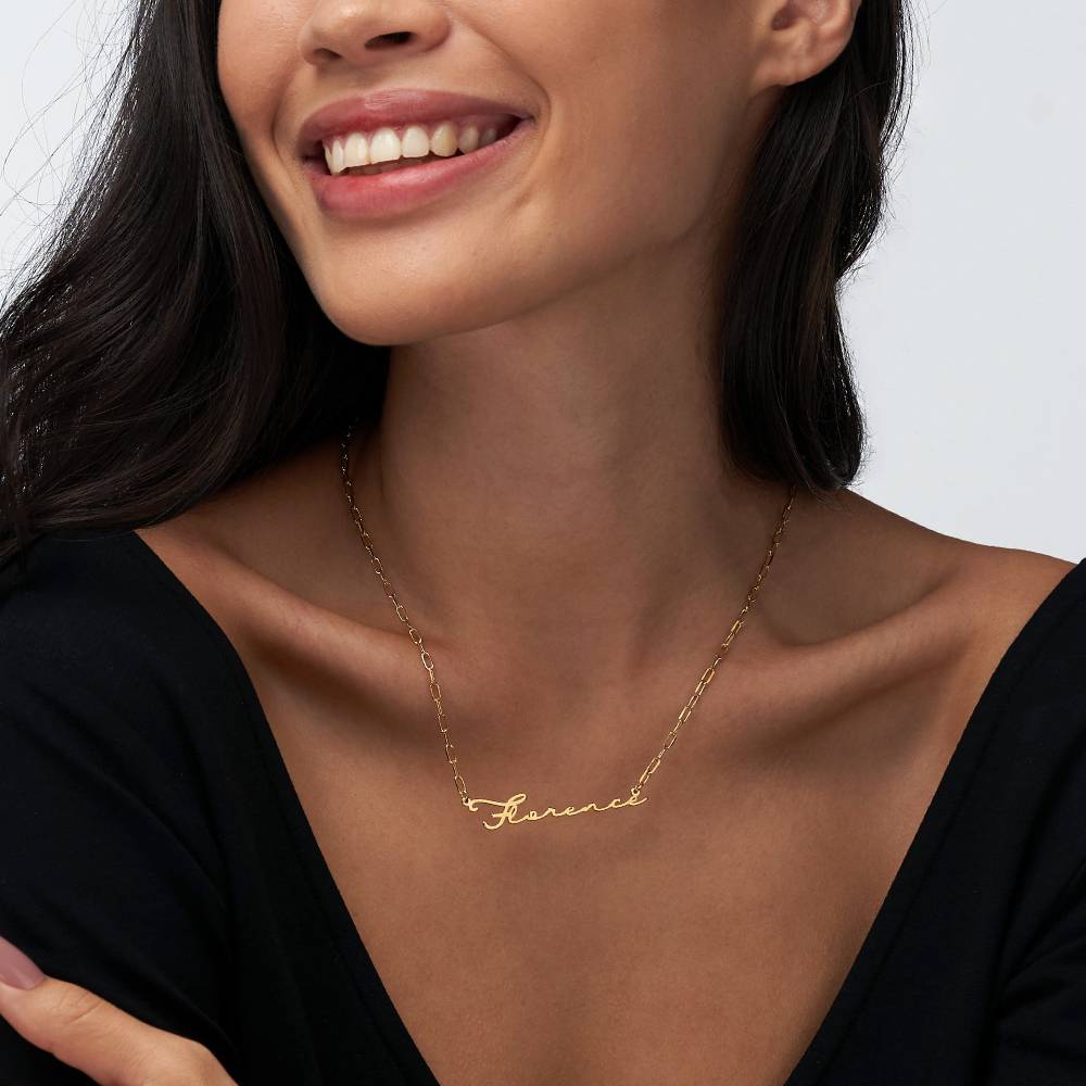 Signature Link Chain Name Necklace in 18k Gold Plating