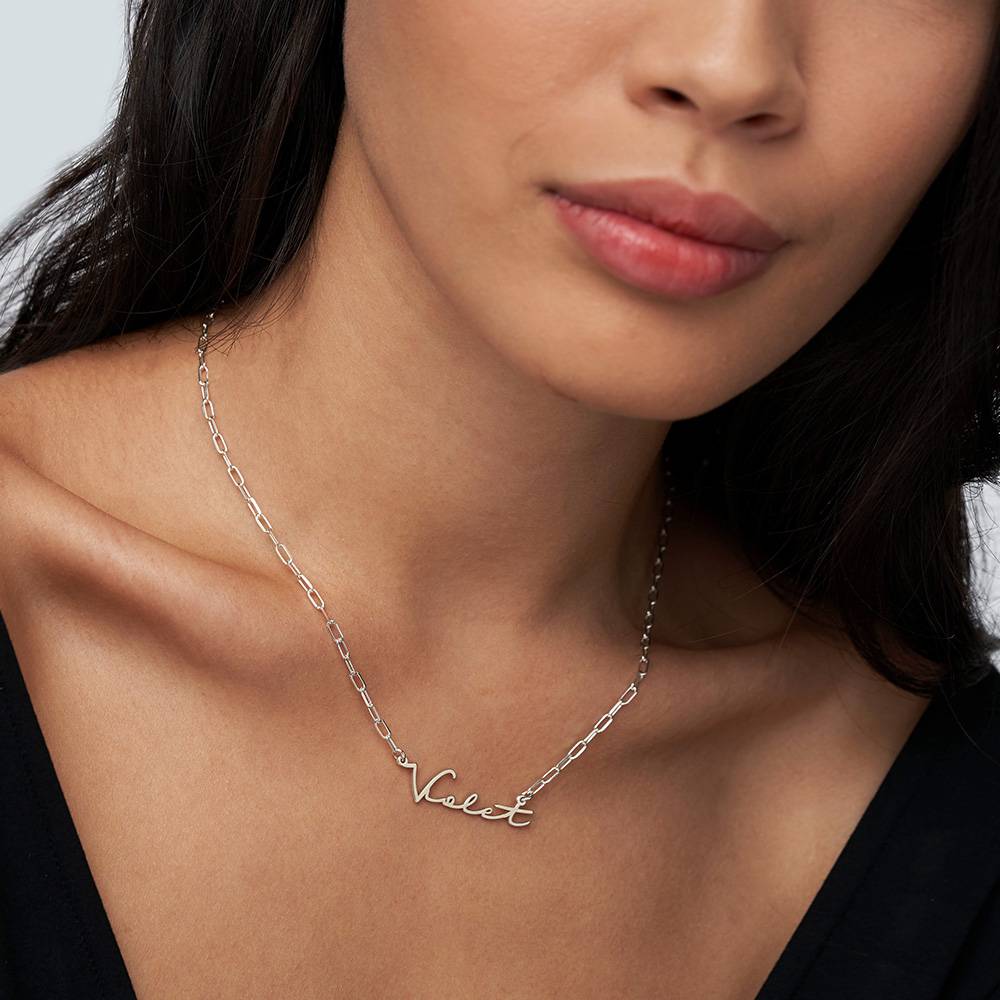Signature Link Chain Name Necklace in Sterling Silver