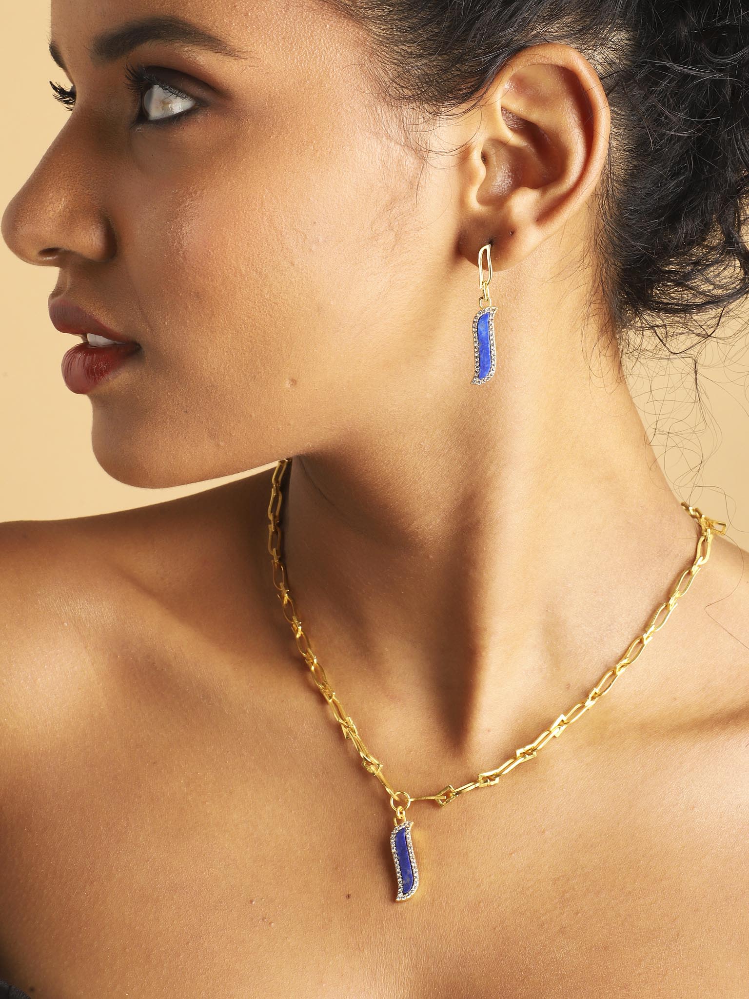 Paper Link Necklace Lapis Lazuli Wave Symphony