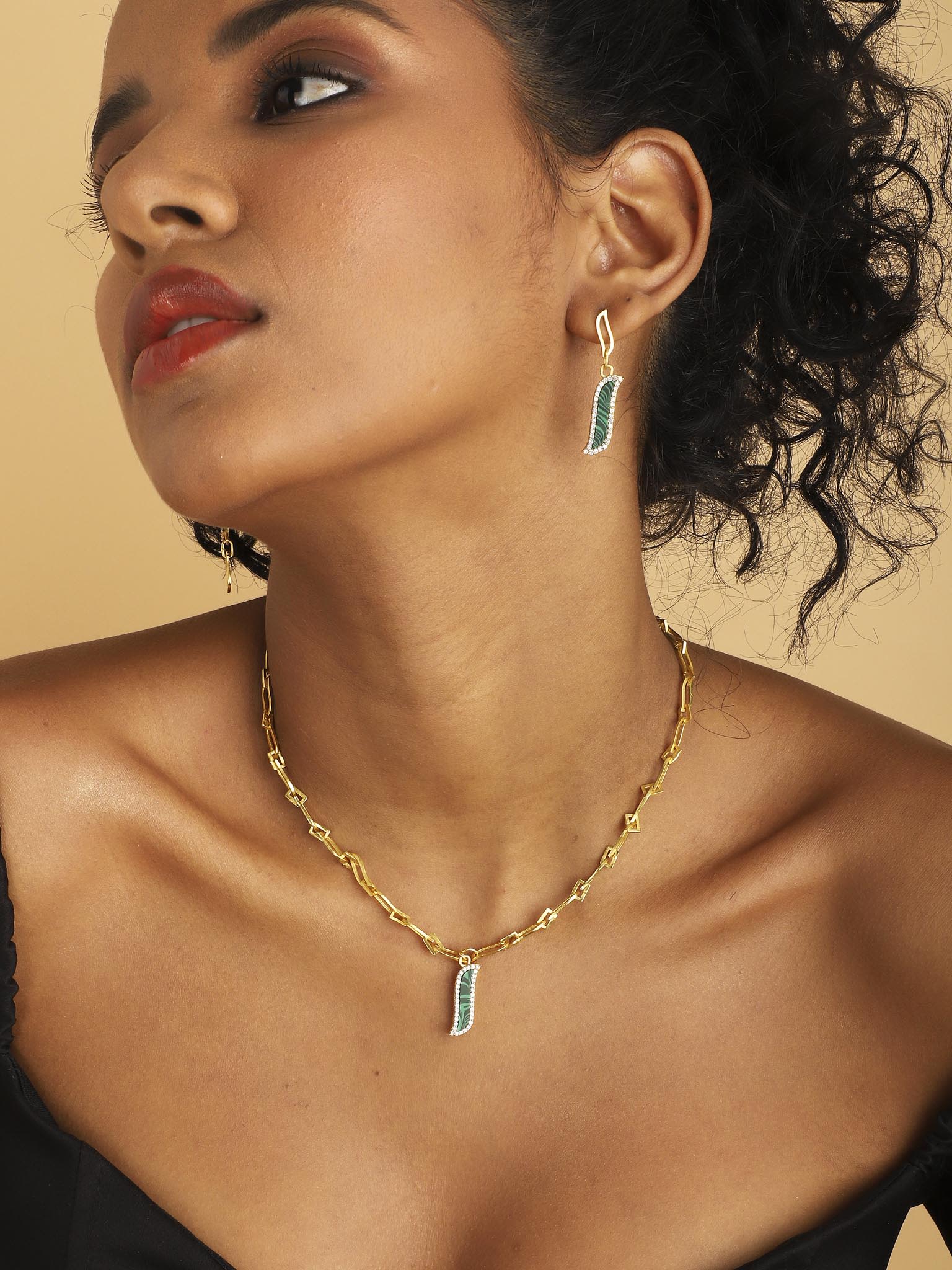 Link Necklace - Malachite Wave Symphony