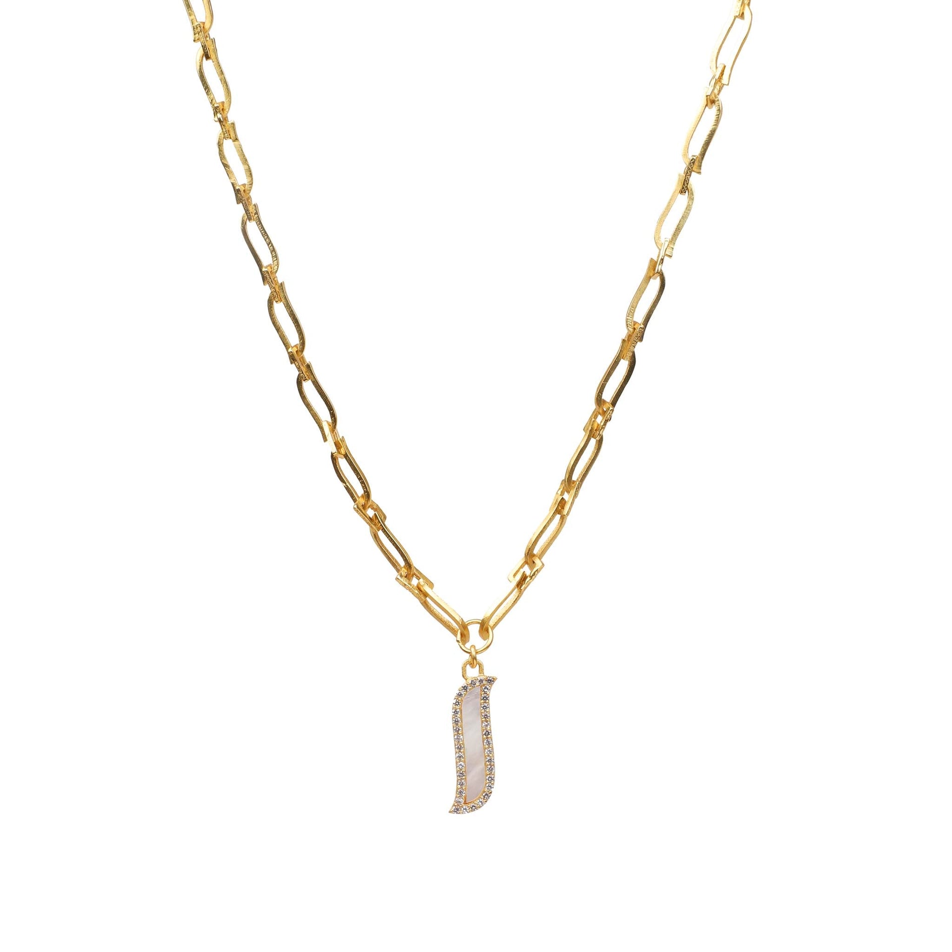 Paper Link Necklace Mother Of Pearl Wave Symphony
