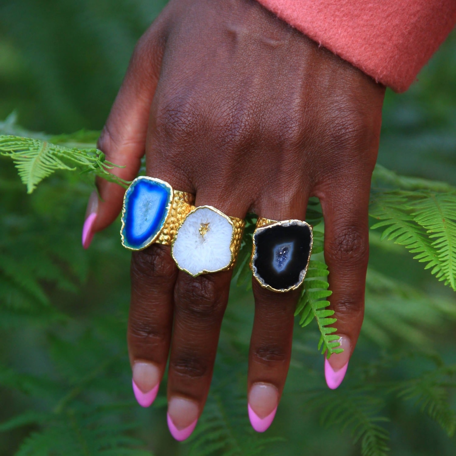 Ocean Blue Mega Gemstone Gold Statement Ring