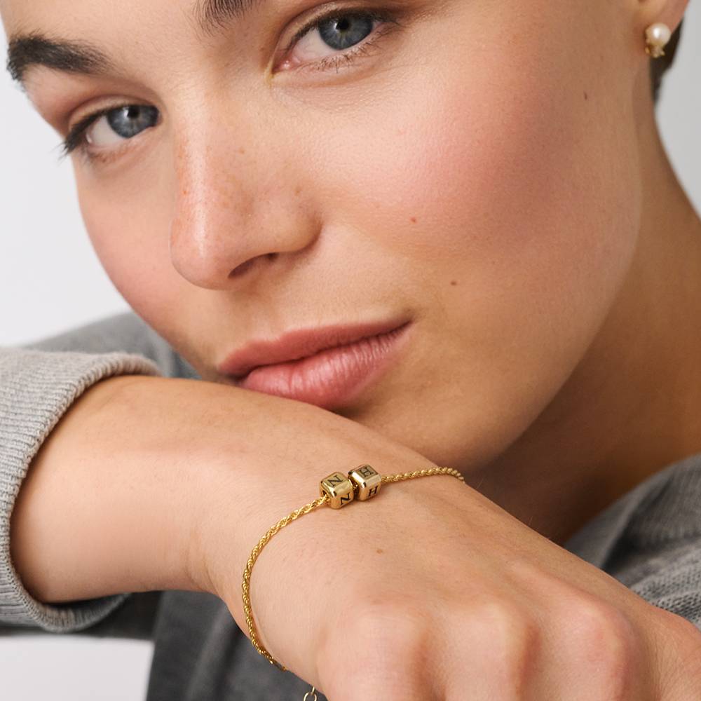 Little Loves Initial Cube Bracelet in Gold Plating