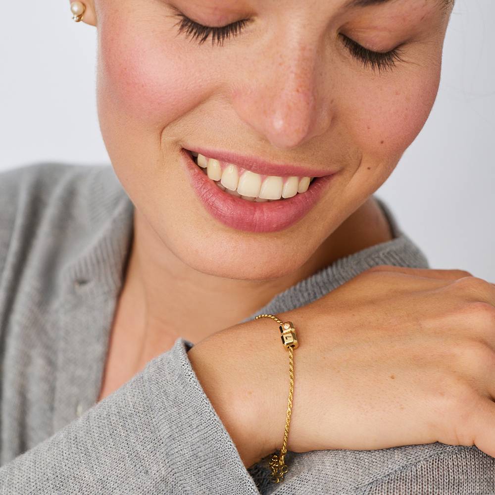 Little Loves Initial Cube Bracelet in Gold Plating with 0.08CT Diamond