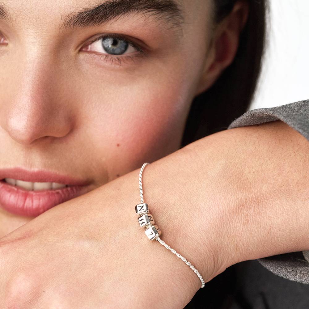 Little Loves Initial Cube Bracelet in Silver