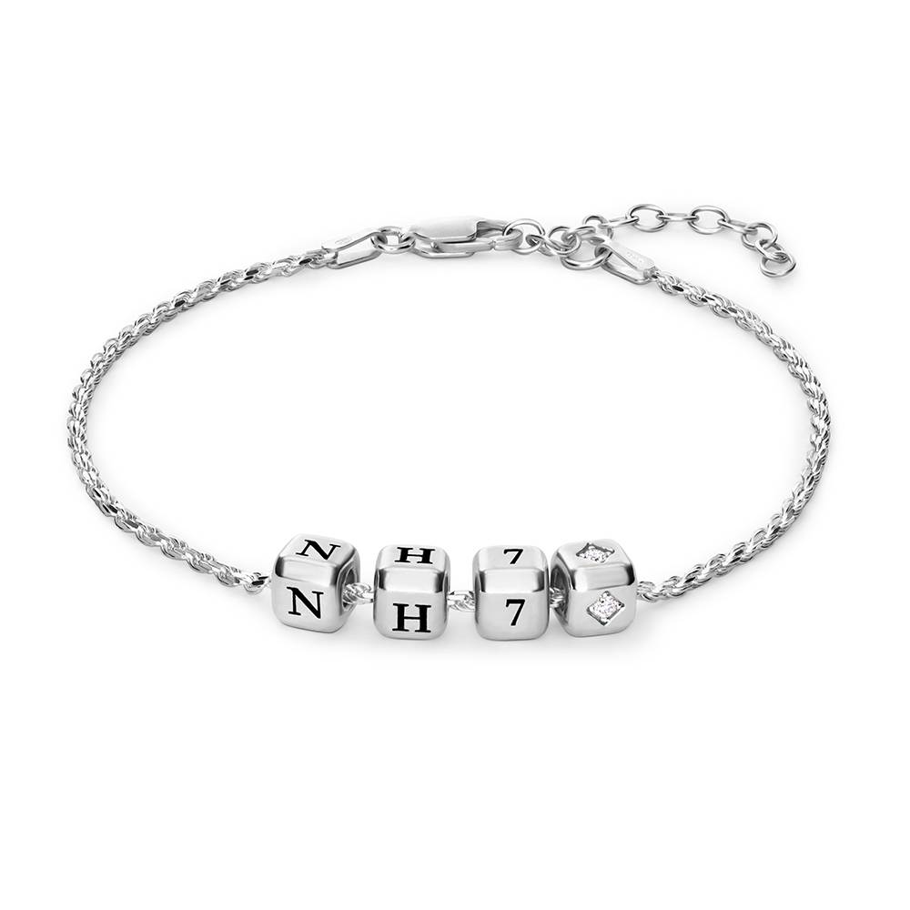 Little Loves Initial Cube Bracelet in Silver with 0.08CT Diamond