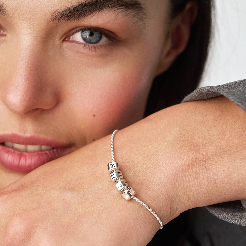Little Loves Initial Cube Bracelet in Silver with 0.08CT Diamond