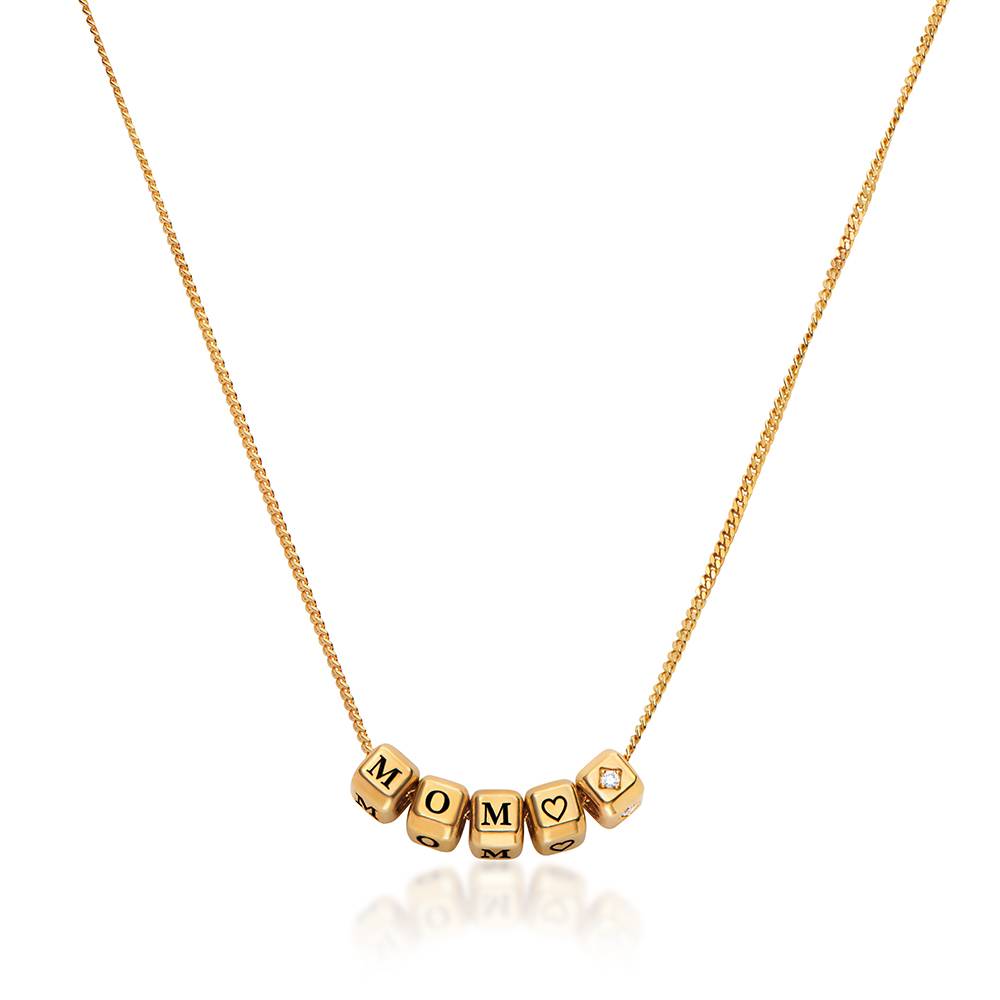 Little Loves Initial Cube Necklace in Gold Plating with 0.08CT Diamond