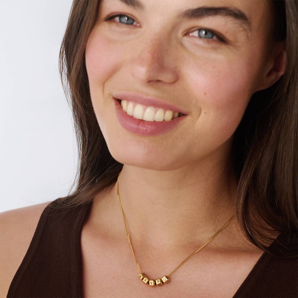 Little Loves Initial Cube Necklace in Gold Plating with 0.08CT Diamond