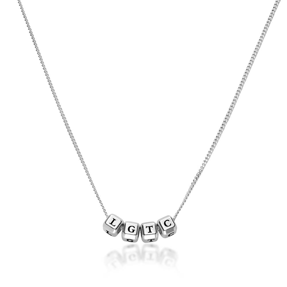 Little Loves Initial Cube Necklace in Silver