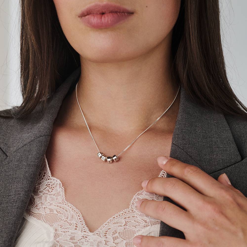 Little Loves Initial Cube Necklace in Silver