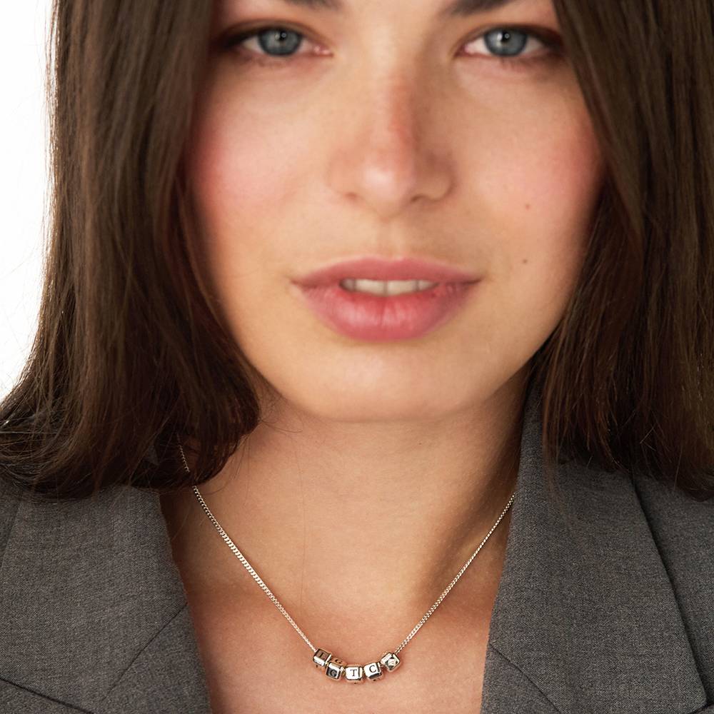 Little Loves Initial Cube Necklace in Silver with 0.08CT Diamond