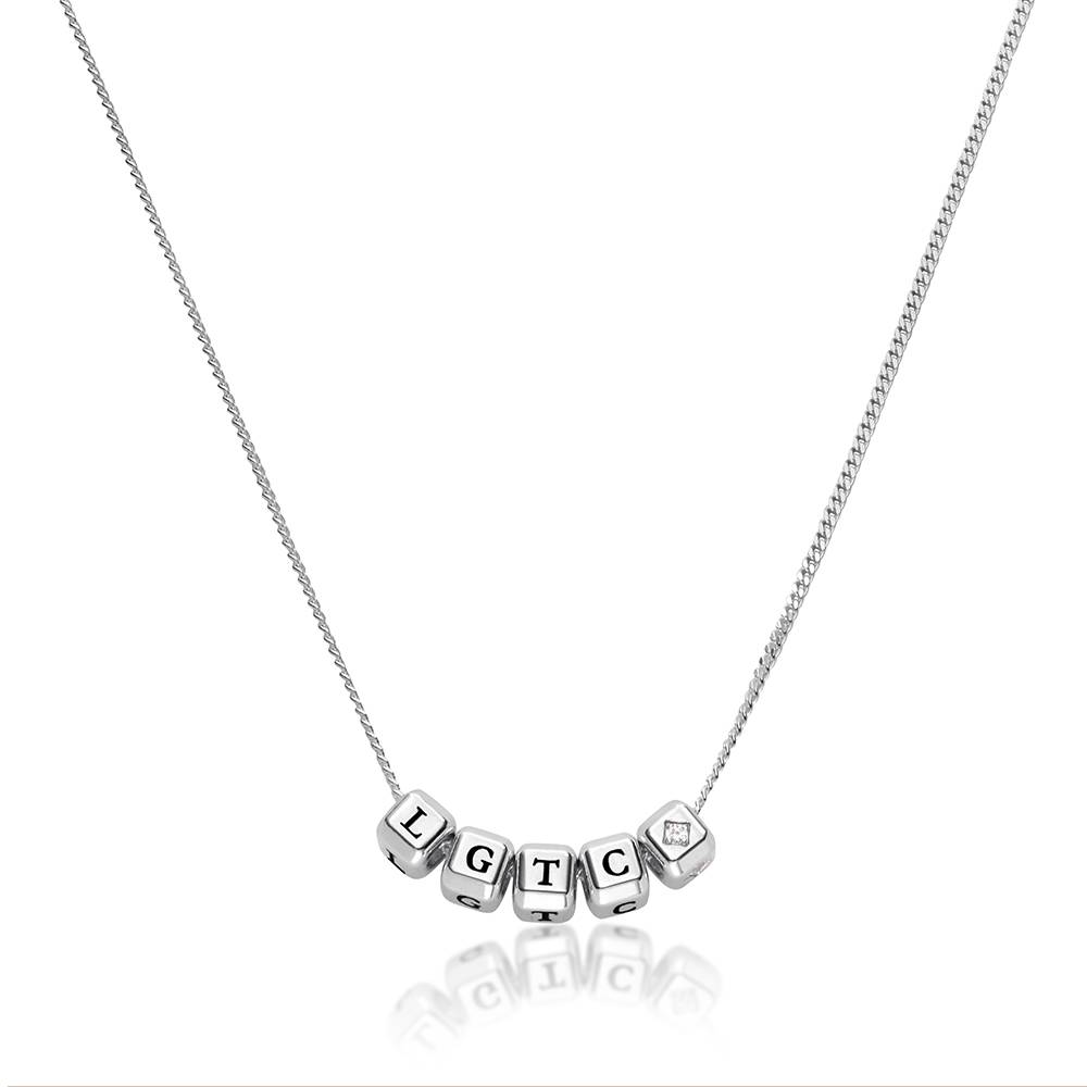 Little Loves Initial Cube Necklace in Silver with 0.08CT Diamond