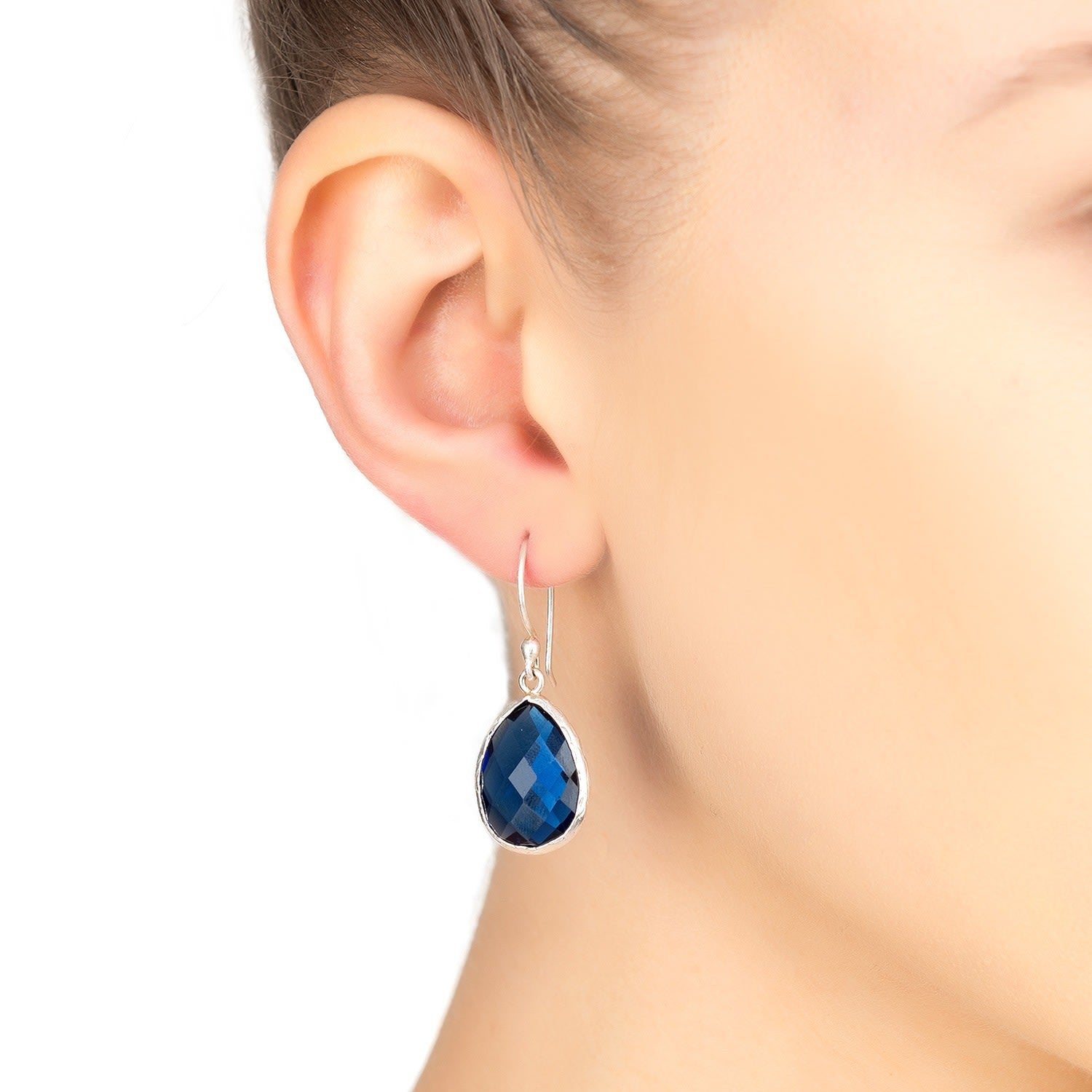 Petite Drop Earrings Sapphire Hydro Silver