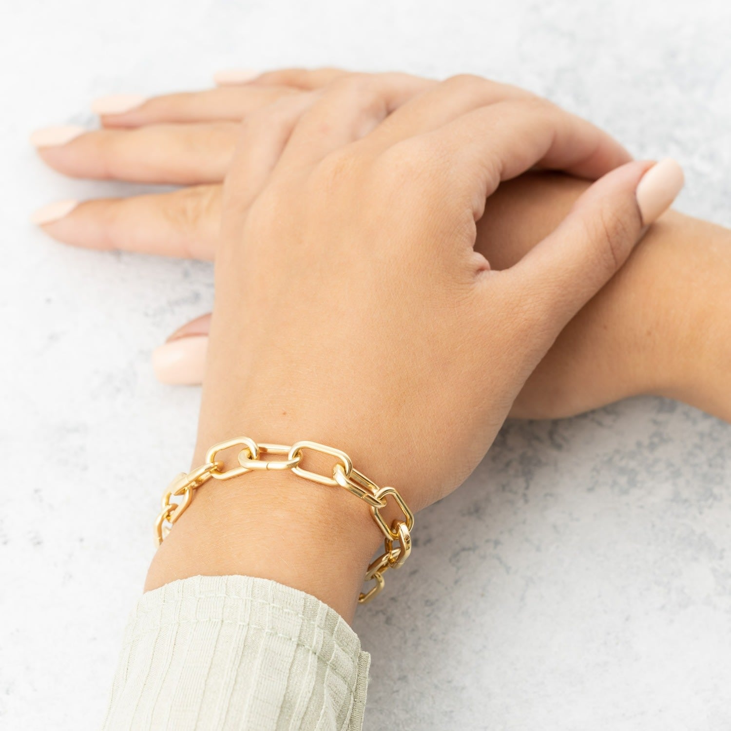 Gold Plated Chunky Hinged Link Charm Bracelet