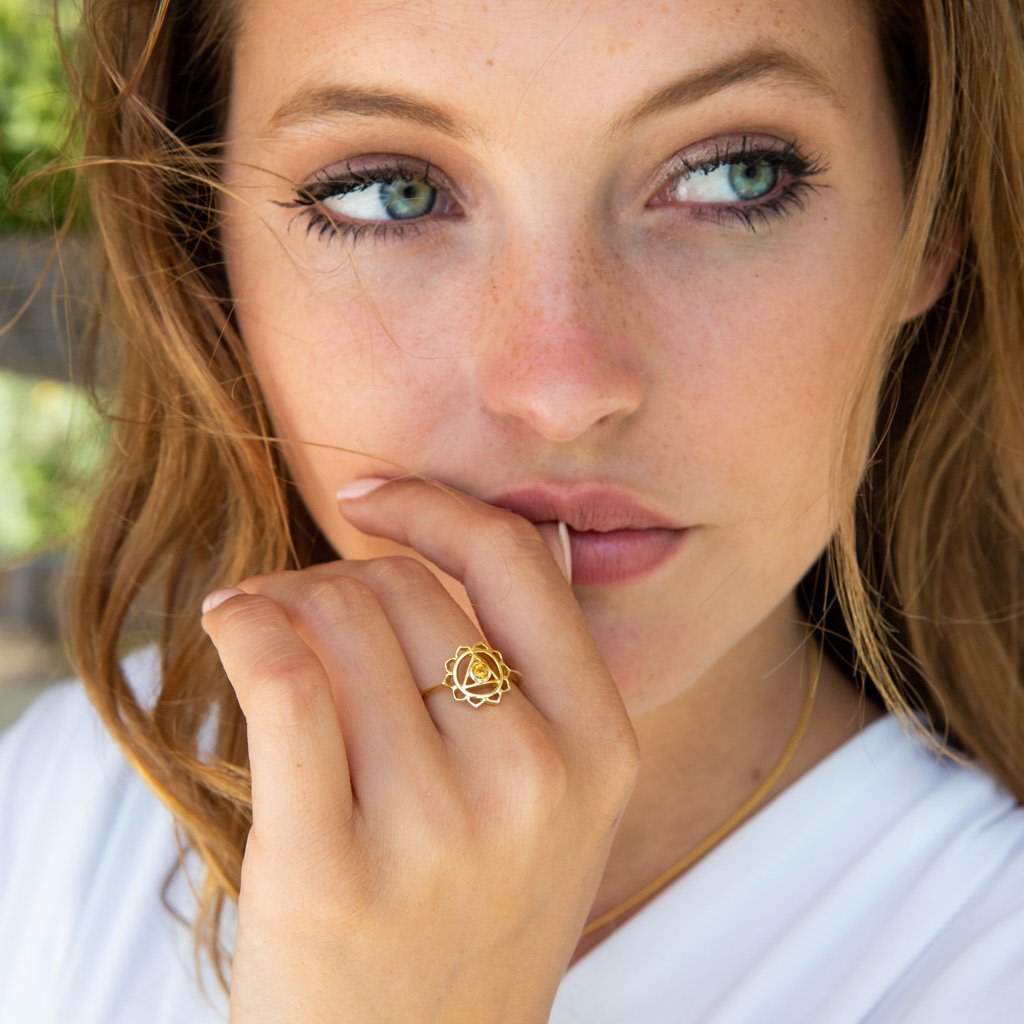 Solar Plexus Chakra Gold Vermeil Ring - Citrine