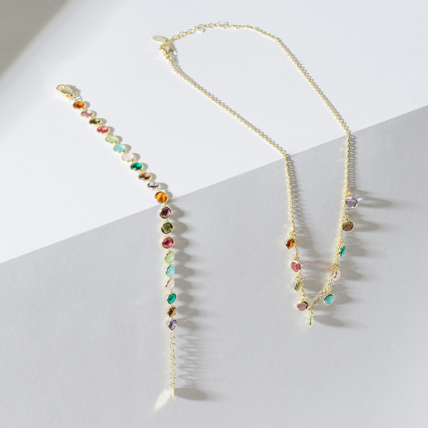 Florence Multi Coloured Gemstone Necklace Gold