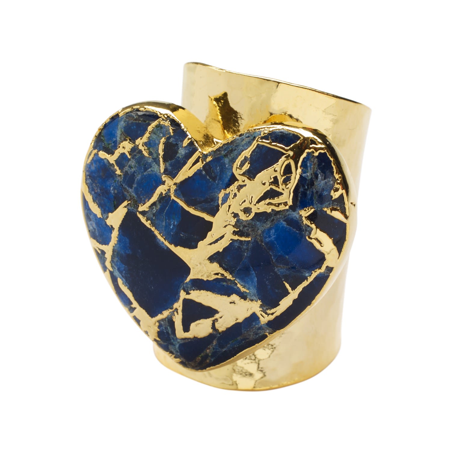 Molten Heart Longline Navy Blue Stone Gold Adjustable Ring