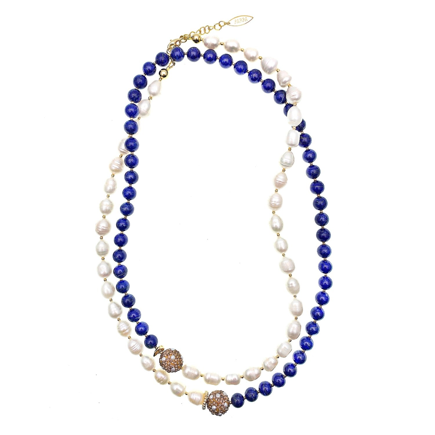 Lapis With Freshwater Pearls Two-Ways Necklace