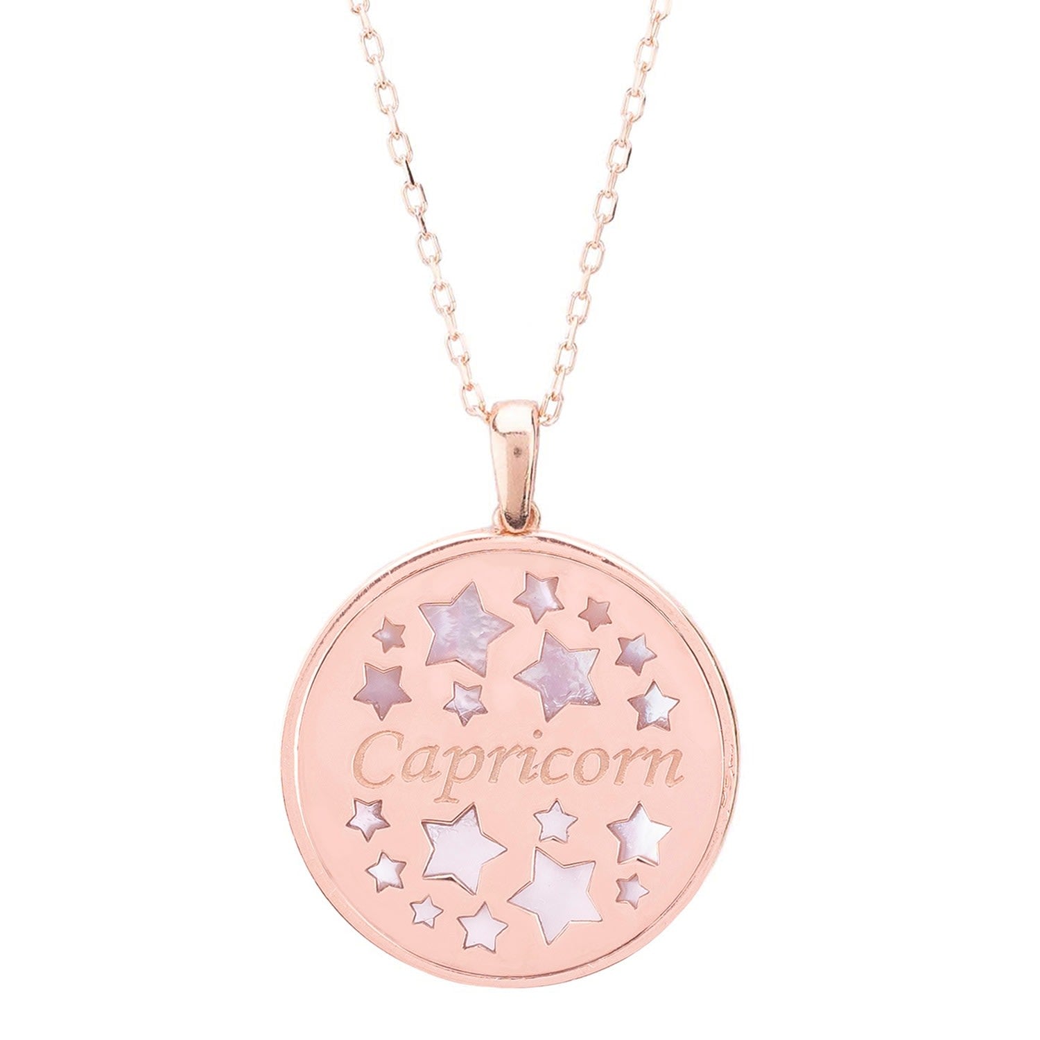 Zodiac Mother Of Pearl Gemstone Star Constellation Pendant Necklace - Capricorn