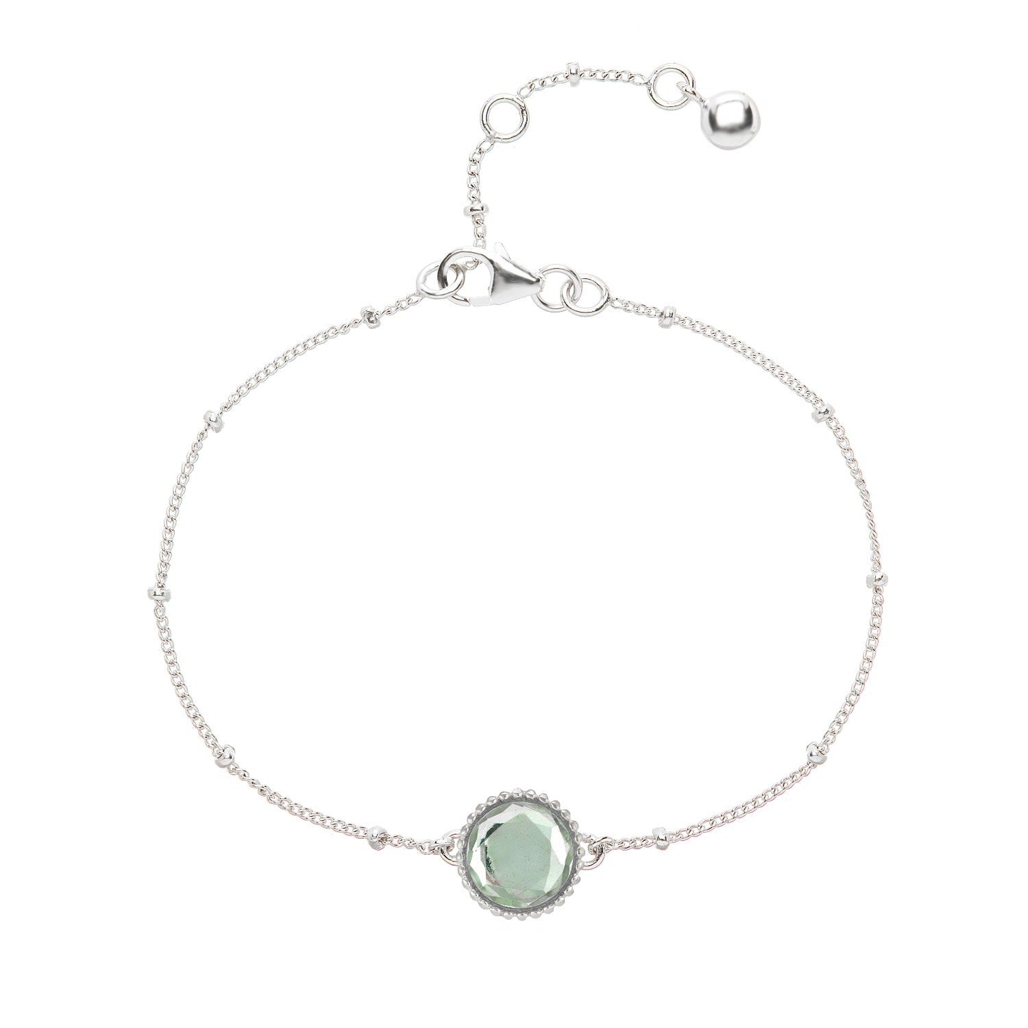Barcelona Silver August Birthstone Bracelet Green Amethyst
