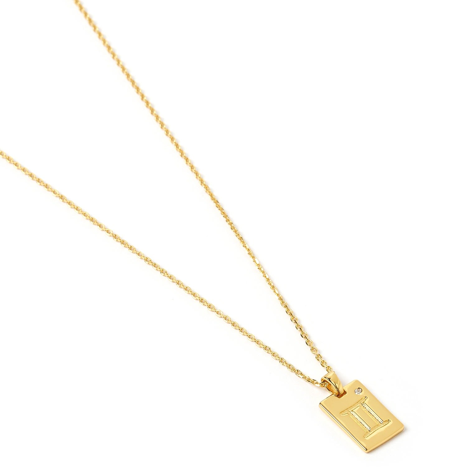 Gemini Zodiac Gold Tag Necklace
