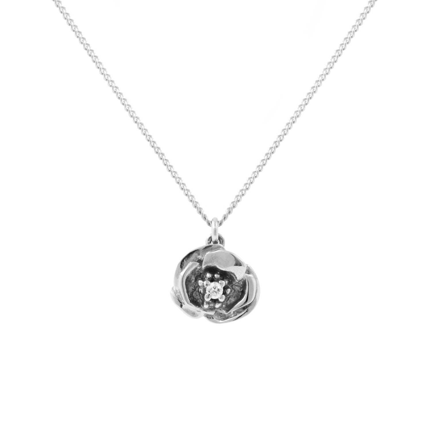 Poppy Diamond Necklace - Silver