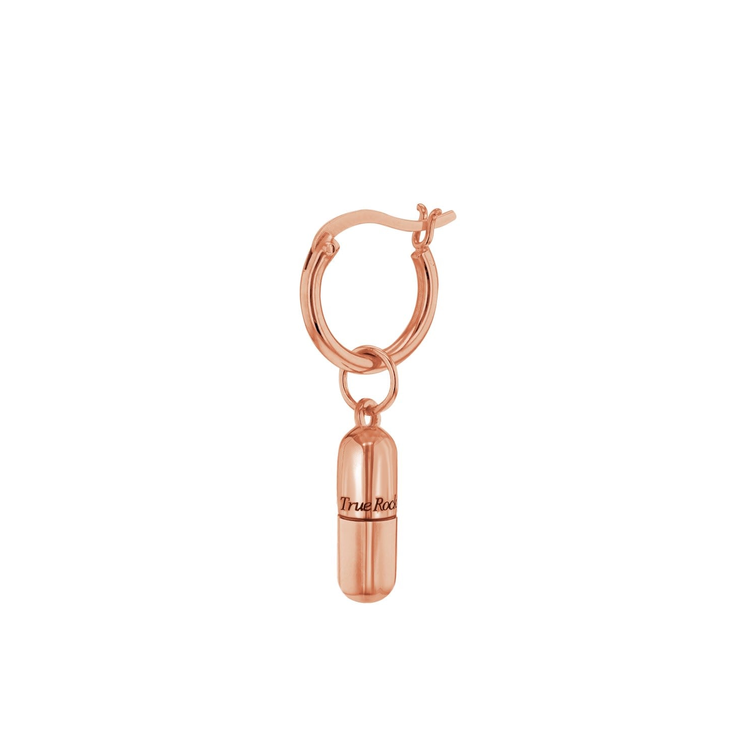 18Kt Rose Gold Plated Mini Pill Charm On Rose Gold Hoop