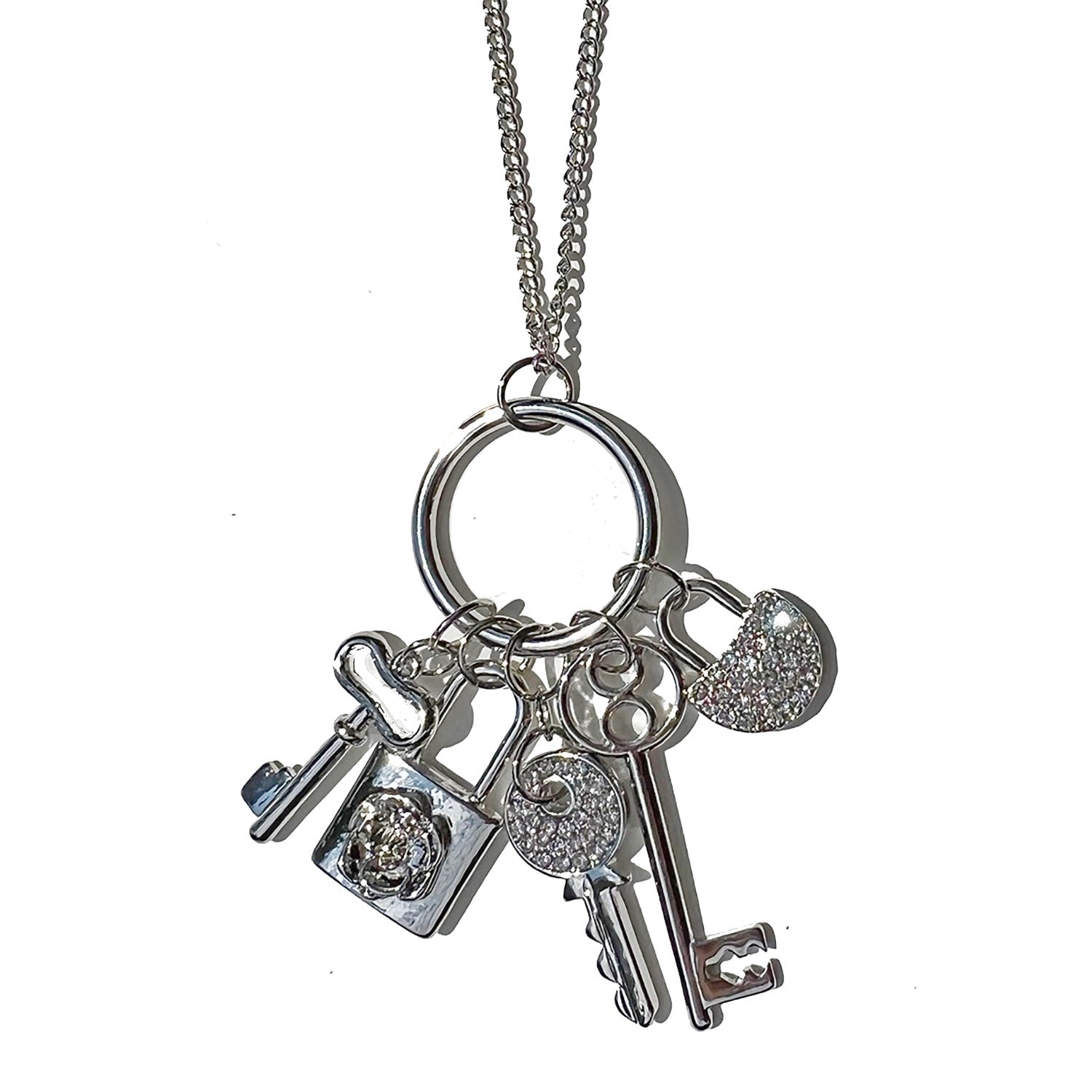 Lock And Key Long Charm Necklace