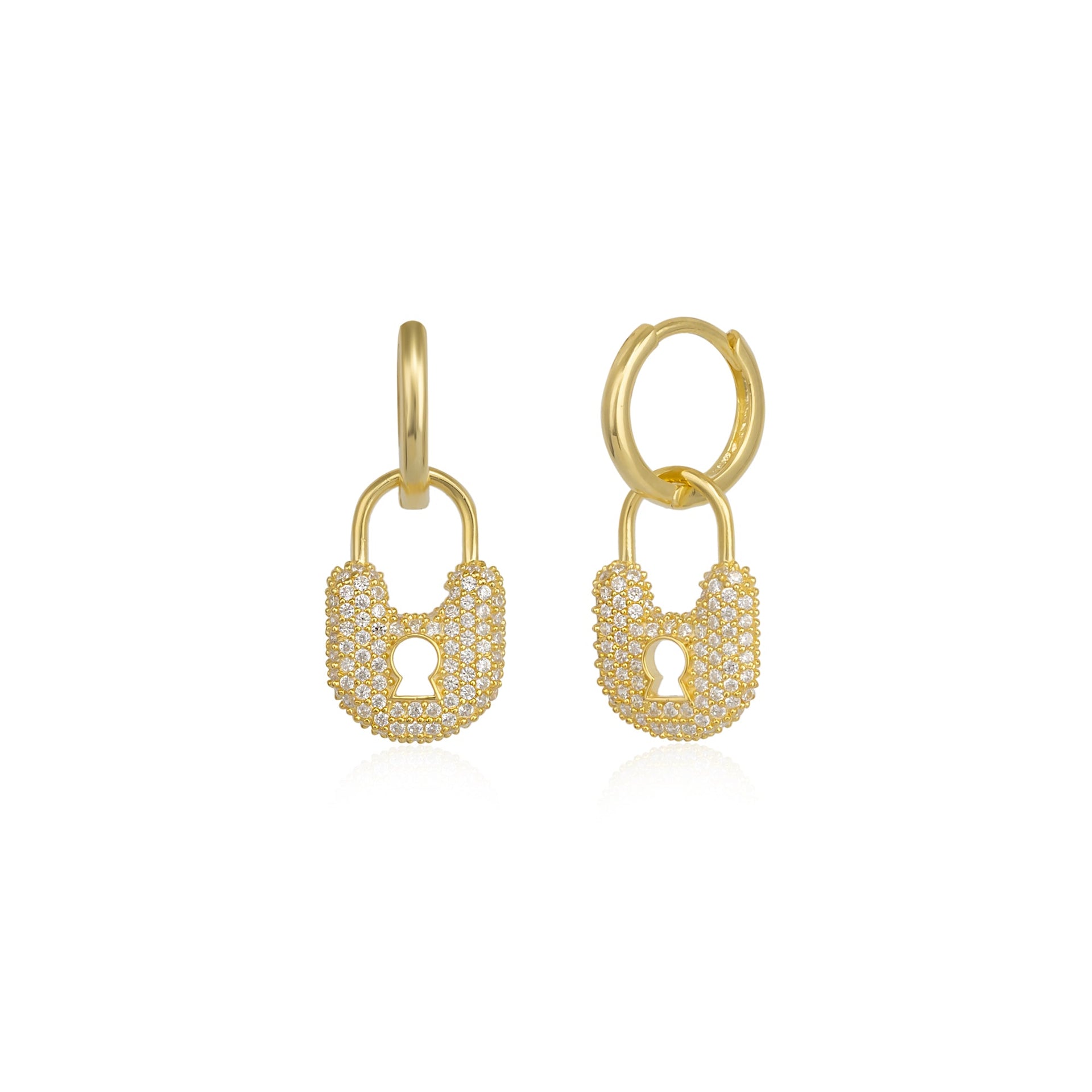 Lock Gold Color Hoop Sterling Silver Earring Gold
