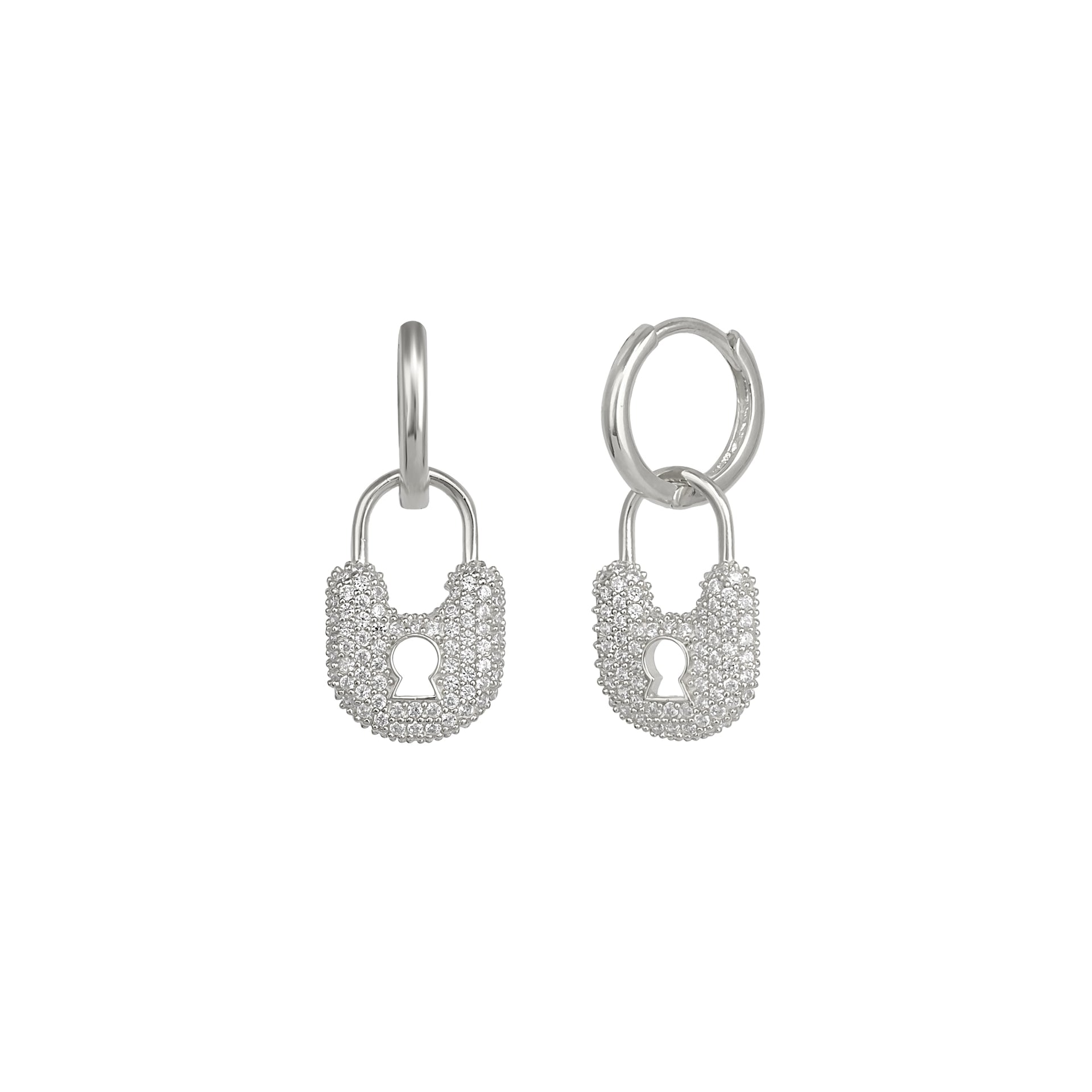 Lock Silver Hoop Sterling Silver Earring - Silver