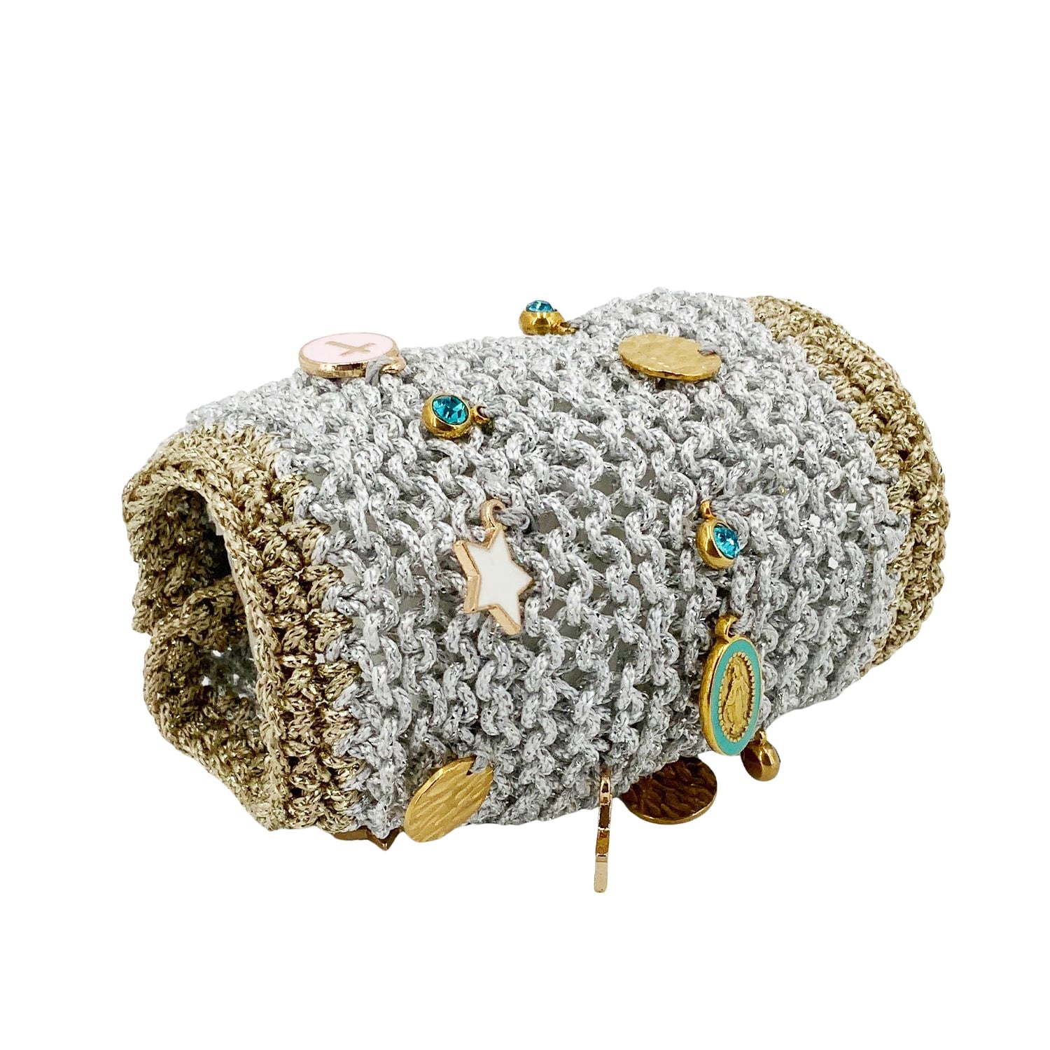 Lola Bracelet With Charms | Hand Knitted | Silver