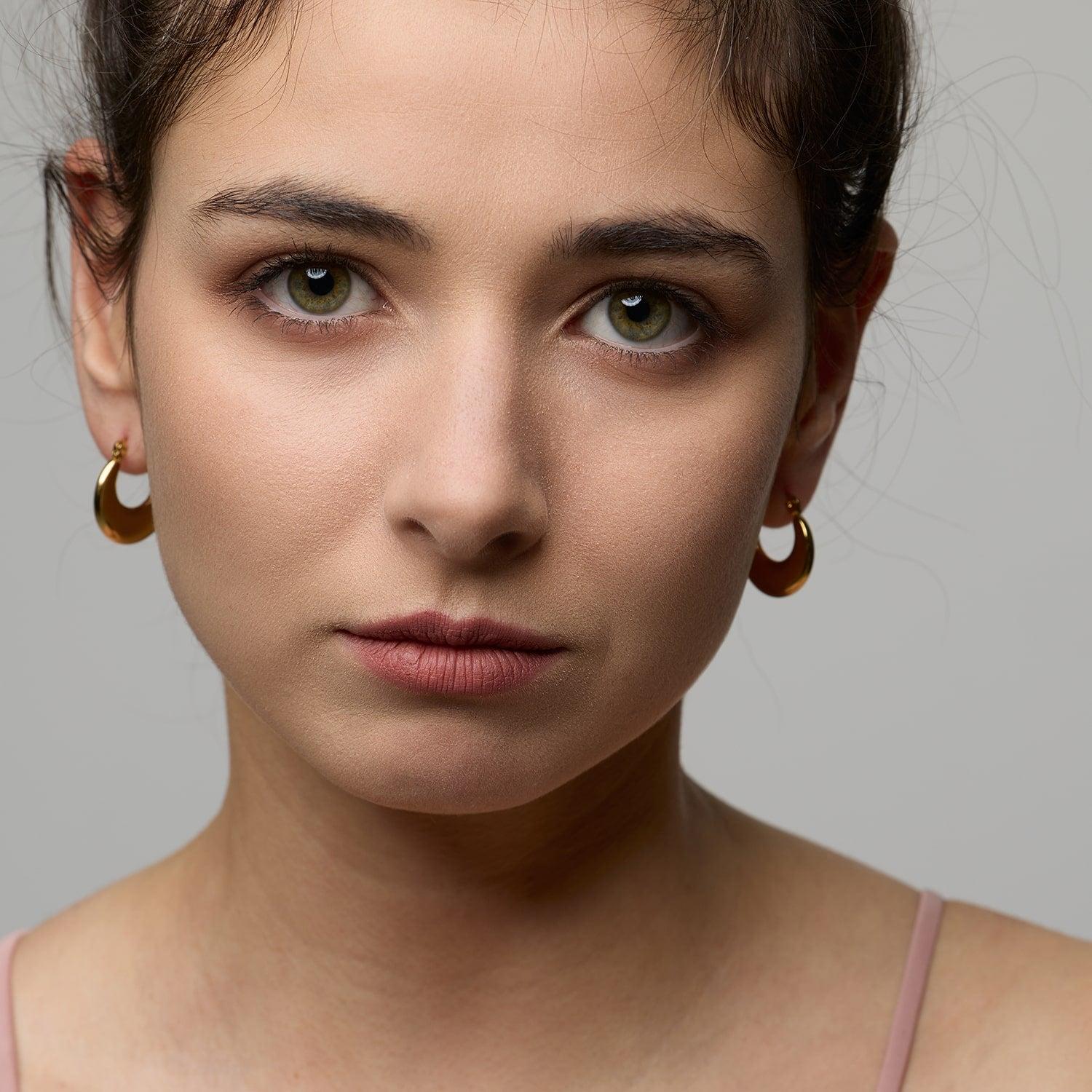 Lola Flat Moon Hoop Earrings