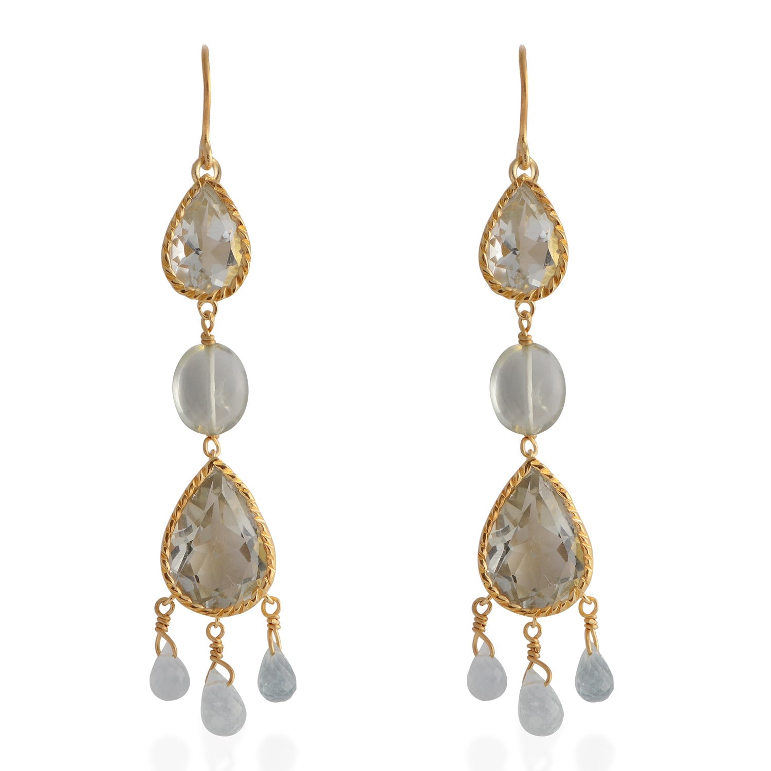 Lola Green Amethyst Aquamarine Dangle Earrings