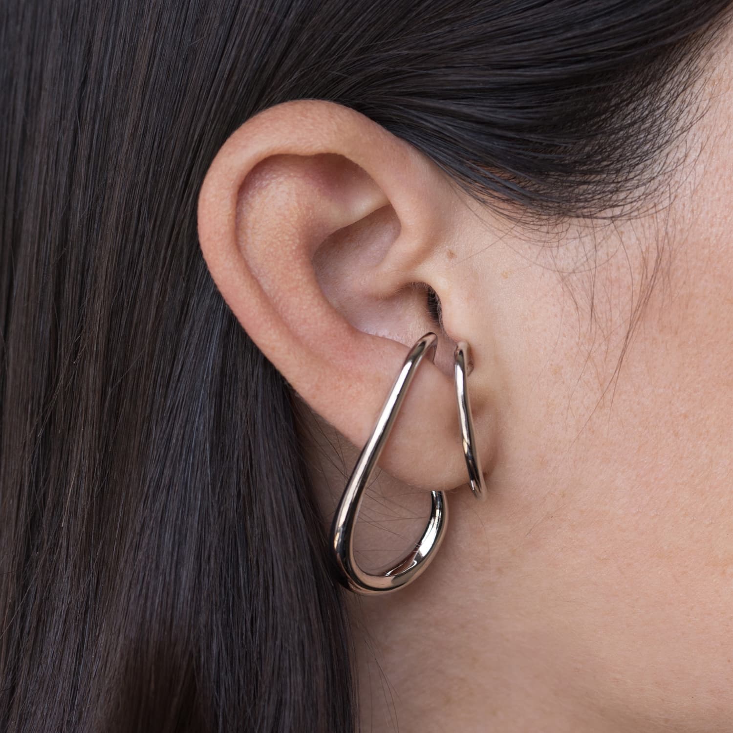 London Ear Cuff Silver Climber Edgy Contemporary Minimalist Modern Trendy Statement Non Pierced