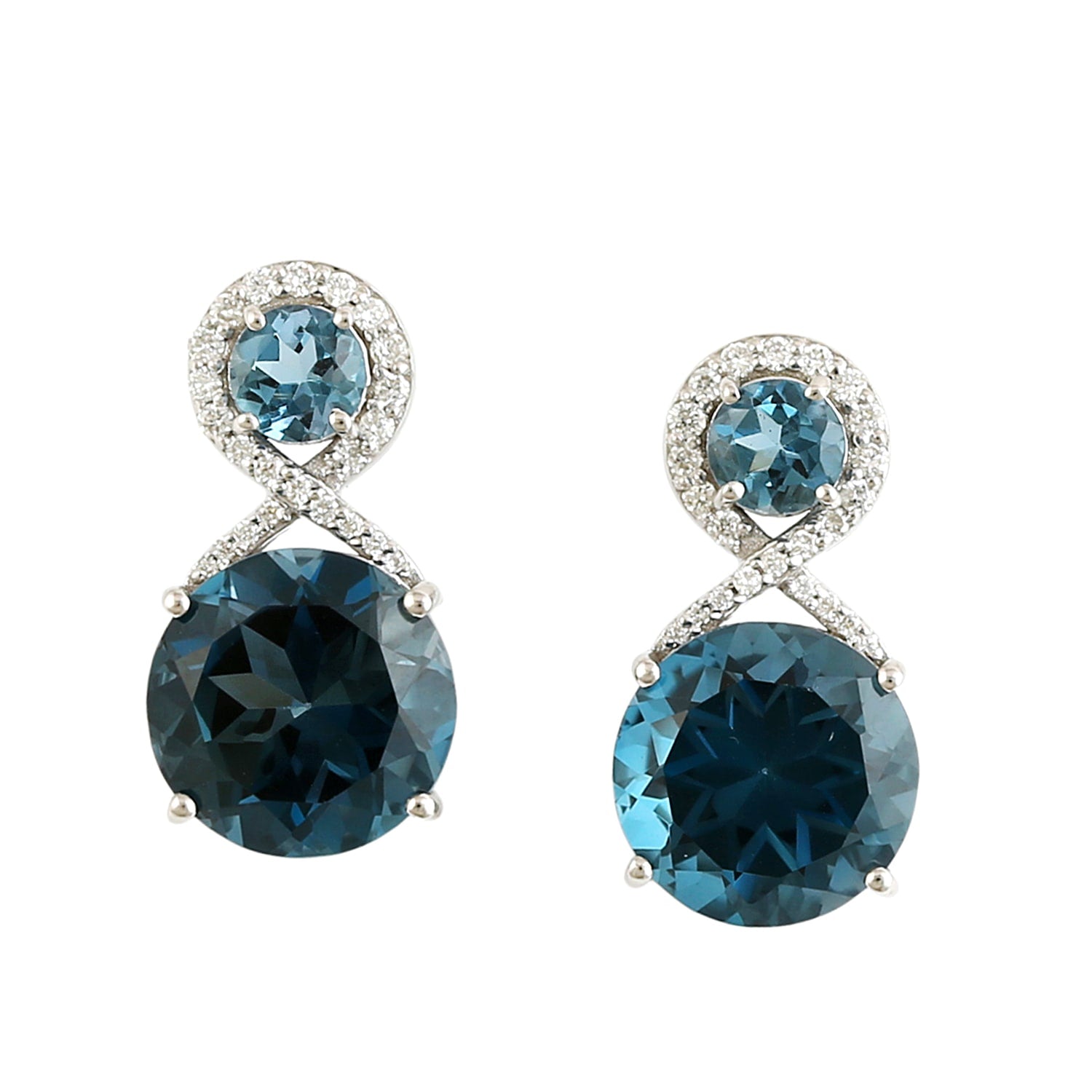 London Topaz & Pavé Diamond Dangle Earrings In White Gold – Fine Jewelry