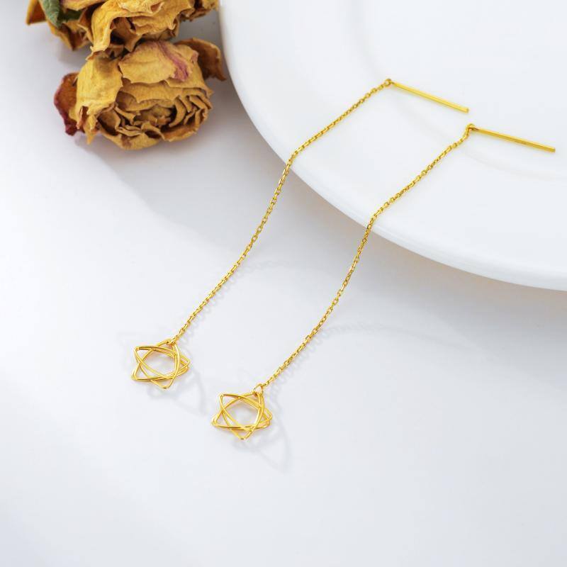 18K Gold Star Drop Earrings