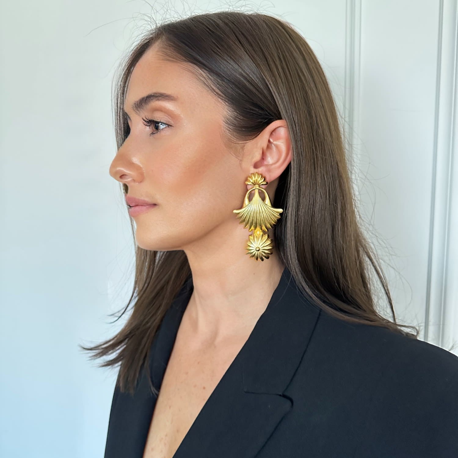 Long Gold Design Earring