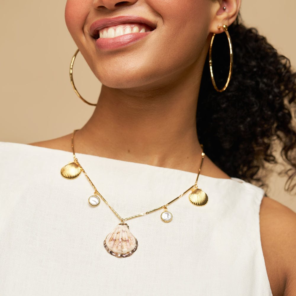 Statement Mixed Shell & Pearl Charm Necklace