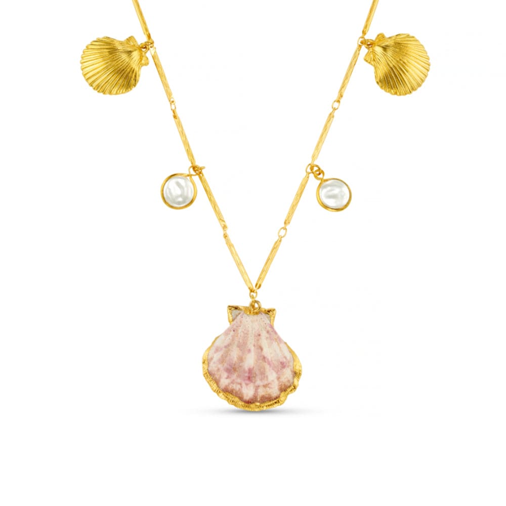 Statement Mixed Shell & Pearl Charm Necklace
