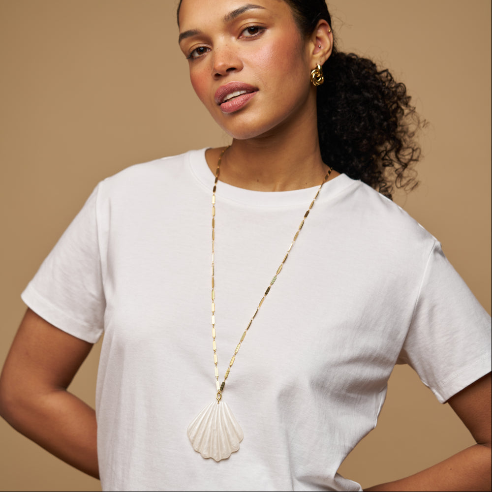 Statement Resin Shell Long Necklace
